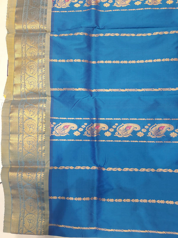 Kanchipuram Half Fine :- Purple Kanchipuram Silk Saree