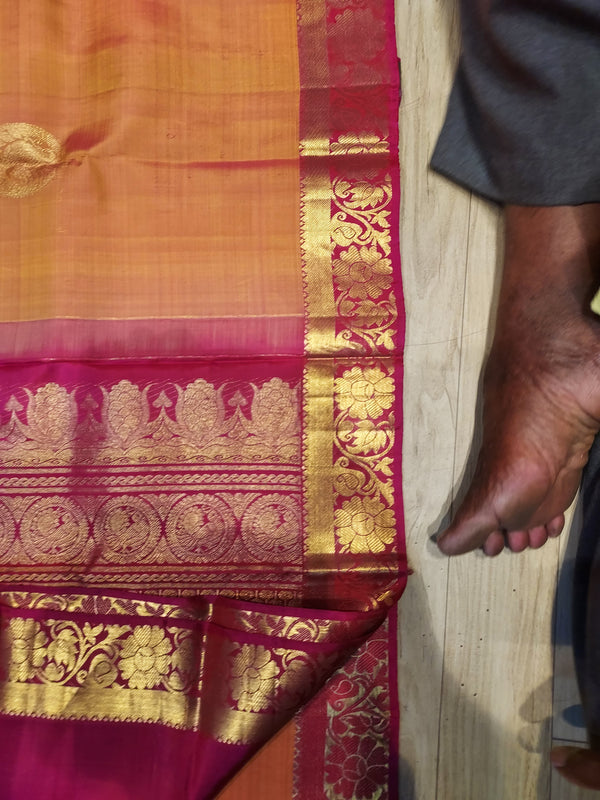 Kanchipuram Pure :- Gold Kanchipuram Tissue Silk Saree