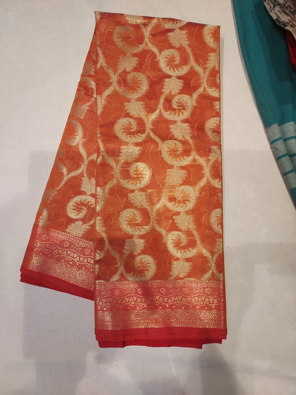 Banarasi :- Orange Banarasi Katan Silk Saree