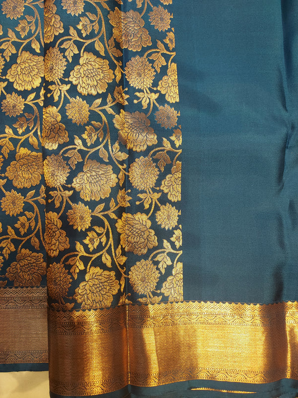 Kanchipuram Wedding :- Navy Blue Kanchipuram Silk Saree