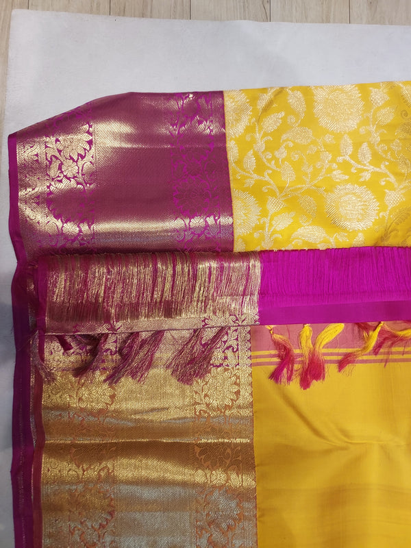 Kanchipuram Wedding :-  Yellow Kanchipuram Silk Saree