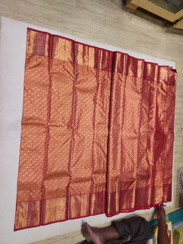 Kanchipuram Wedding :- Red Kanchipuram Silk Saree