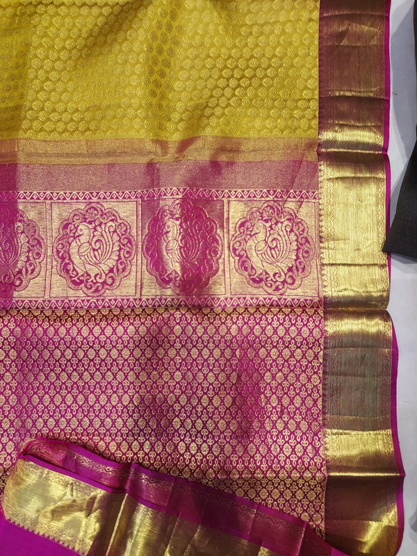 Kanchipuram Wedding :- Yellow Kanchipuram Tissue Silk Saree