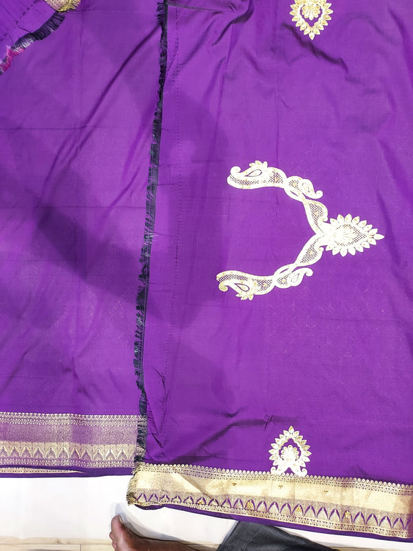 Bangalore Silk  :- Purple Bangalore Silk Saree