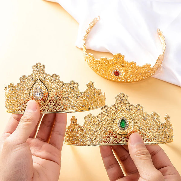 Algeria Bridal Wedding Jewelry Crown Gold Color Hollow Flower Traditional Holiday For Women Arad Tiaras Gold Color Bijou