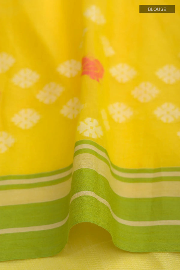 Cotton Sarees :- Yellow Bengal Cotton Saree