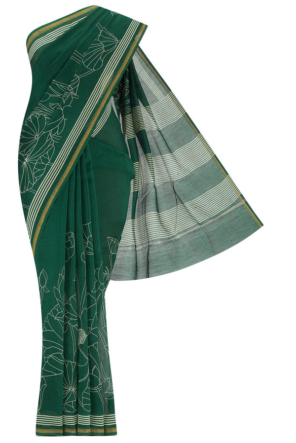 Cotton Sarees :- Green Silk Cotton Saree