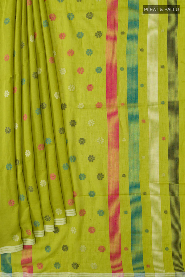 Cotton Sarees :- Green Bengal Cotton Saree