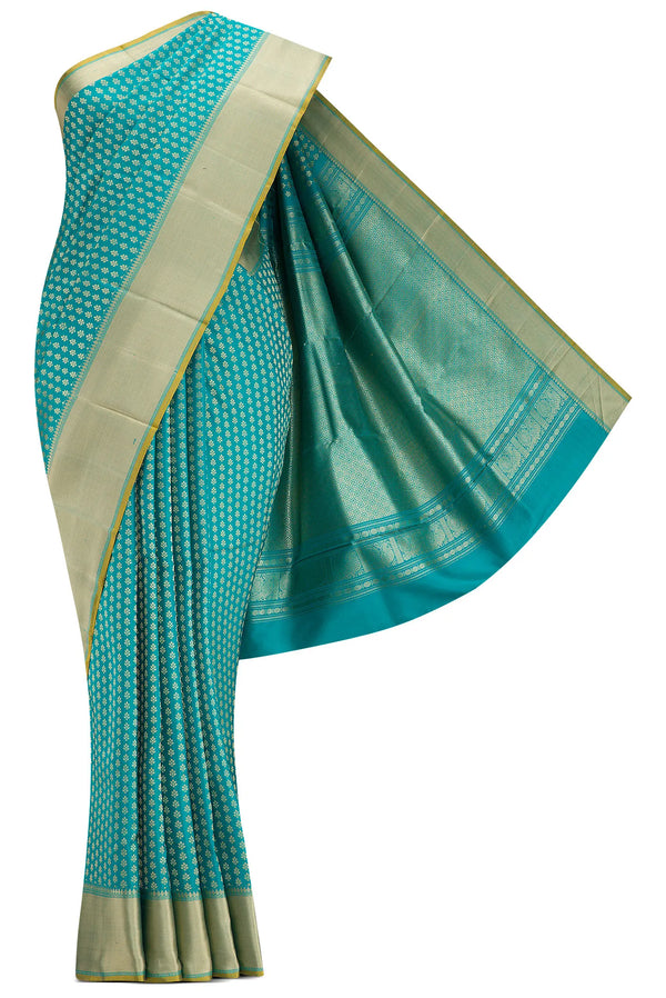 Peacock Blue Dual Tone Kanchipuram Silk Saree