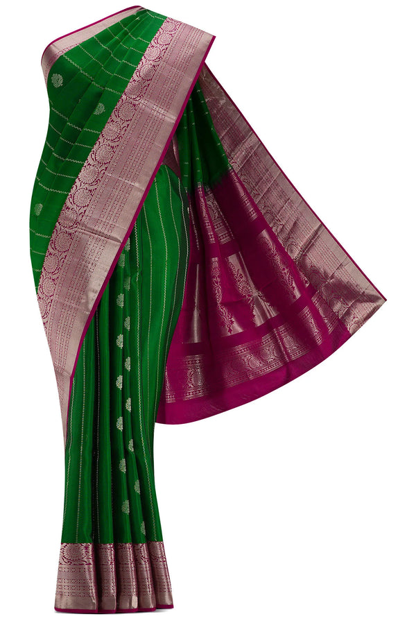 Green Dual Tone Soft Silk Saree