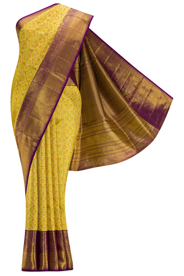 Yellow Kanchipuram Tissue Silk Saree