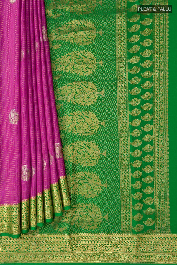 Mysore Crepe :- Pink Mysore Crepe Saree