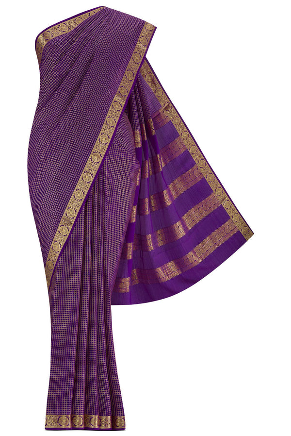 Mysore Crepe :- Violet Mysore Crepe Saree